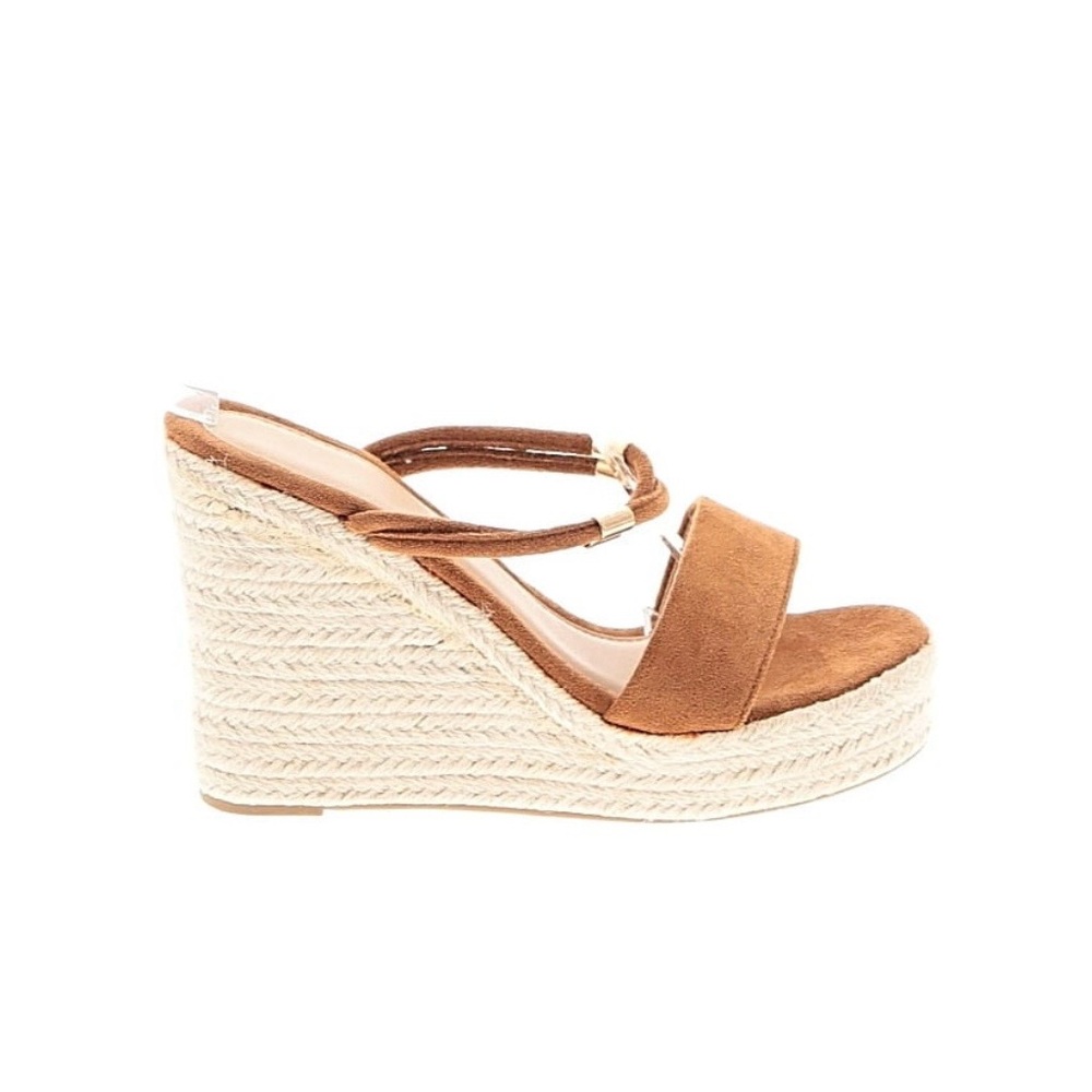 Tan Wedge Sandals 9 - Picture 2 of 4